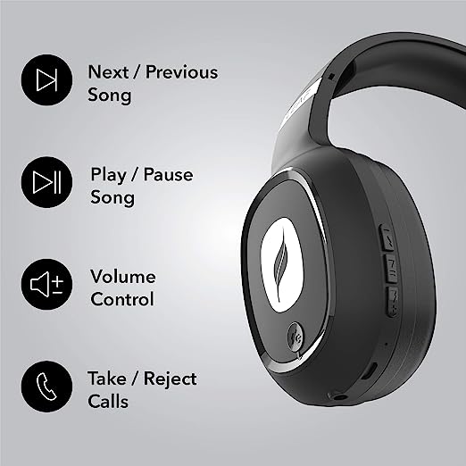 Leaf Bass Wireless Bluetooth Over Ear Headphones with Mic and 10 Hours Battery Life, Over Ear Headphones with Super Soft Cushions and Deep Bass (Carbon Black) Leaf Bass Wireless Bluetooth Over Ear Headphones with Mic and 10 Hours Battery Life, Over Ear Headphones with Super Soft Cushions and Deep Bass (Carbon Black)
